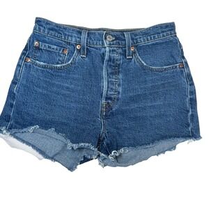 Levis 501 Shorts Womens 27 Fit Mid Rise Blue Jean Cut Off Ladies